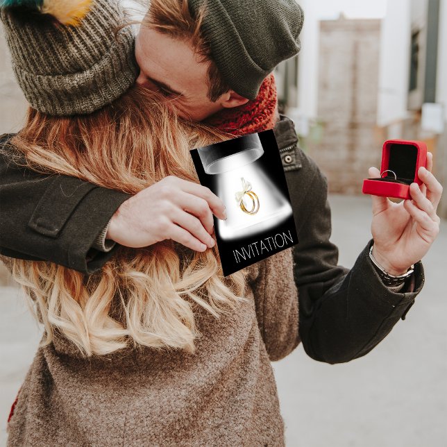 Bröllopsfest Golden Ringar Modern Vip-inbjudan Inbjudningar (Wedding Party Golden Rings Modern Vip Invitation)