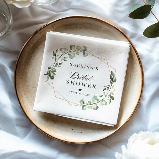 Bröllopsfest Greenery Eukalyptusblad Geometrisk Pappersservett (Skapare uppladdad)