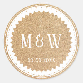 Bröllopsfest Guld Glitter Classic Runt Klistermärke