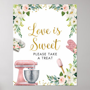 Bröllopsfest i blomsterköket Kärlek är Sött Poster