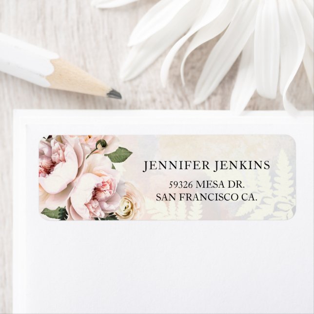 Bröllopsfest i Rosa Blommig Nyans Returadress Etikett (Insitu)