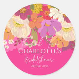 Bröllopsfest i trädgården Rosa Tacksamt Runt Klistermärke