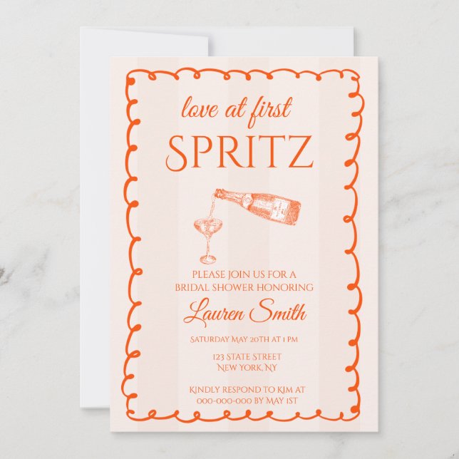 Bröllopsfest-inbjudan 'Kärlek vid första spritz' Inbjudningar (Framsida)