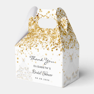 Bröllopsfest klänning i vitt guld glitter tack presentaskar