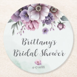 Bröllopsfest Lavendel & Grön Blommig Pappersunderl Underlägg Papper Rund