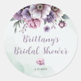 Bröllopsfest Lavendel & Grön Blommig Runt Klistermärke