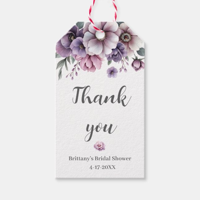 Bröllopsfest Lavendel Vattenfärg Blommig  Presentetikett (Framsidan)