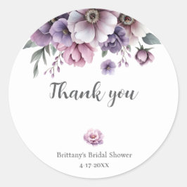 Bröllopsfest Lavendel Vattenfärg Blommor Runt Klistermärke