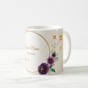 Bröllopsfest Lila Rosa Blommig Grön Guld Kaffemugg