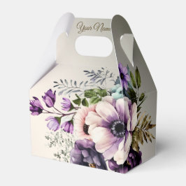 Bröllopsfest Lila Rosa Flowers Golden Elegant Presentaskar