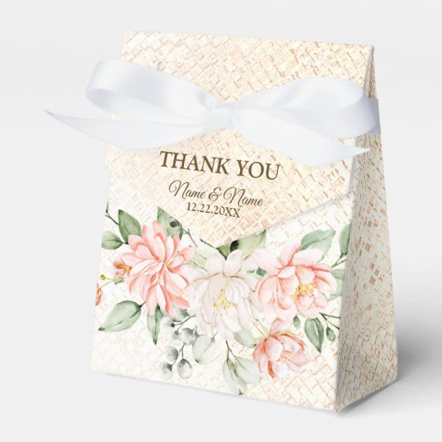 Bröllopsfest Lila Rosa Flowers Golden Elegant Presentaskar (Framsidan Sidan)