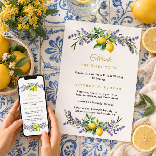 Bröllopsfest ljungfärgade blommor citroner inbjudningar