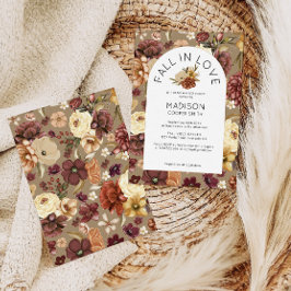 Bröllopsfest med akvarellblommor - Falla i kärlek Inbjudningar