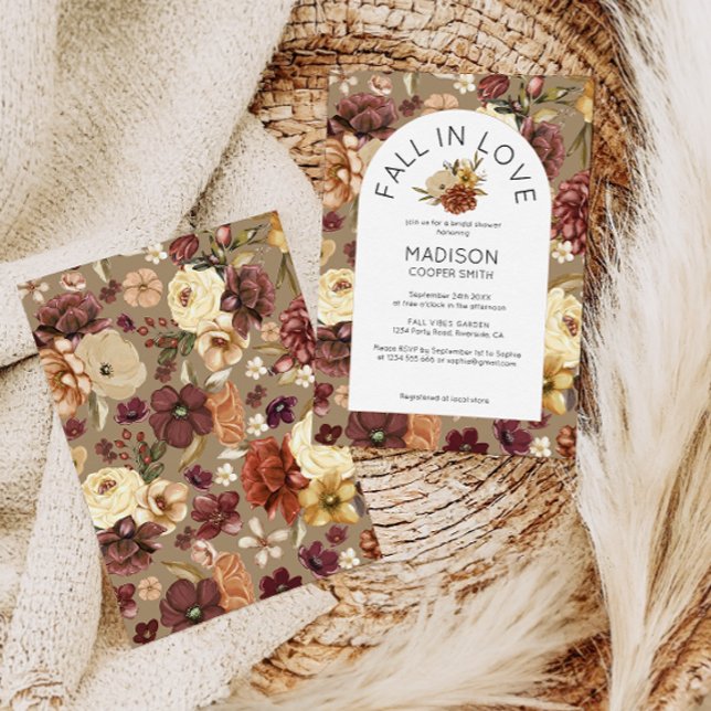 Bröllopsfest med akvarellblommor - Falla i kärlek Inbjudningar (Skapare uppladdad)