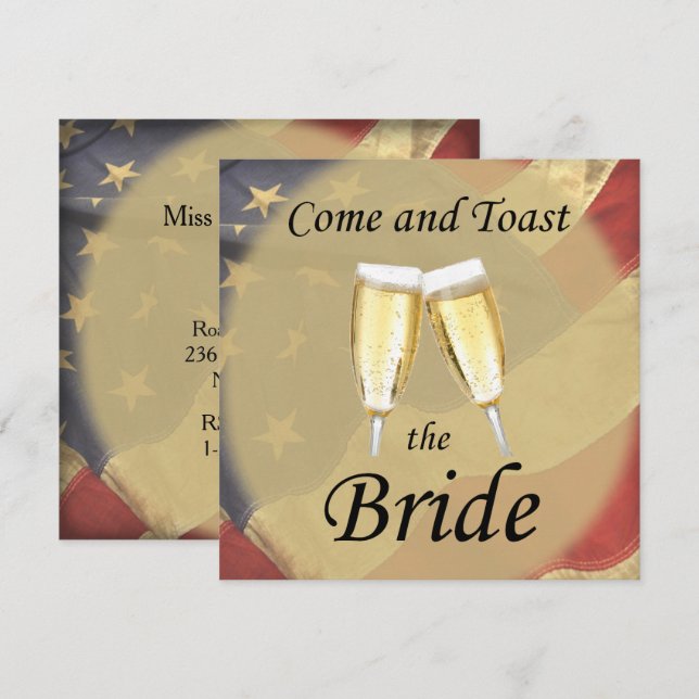 Bröllopsfest med amerikansk flagga för ogifta kvin inbjudningar (Fram/baksida)
