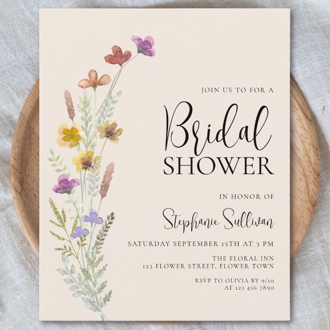Bröllopsfest med budget boho vildblomma inbjudan (Skapare uppladdad)