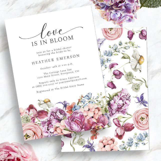 Bröllopsfest med färgglad kärlek inbjudningar (Colorful Wildflower Love In Bloom Bridal Shower Invitation by Painted Paperie
)