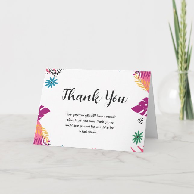 Bröllopsfest med flerfärgade blad tack kort (Framsida)