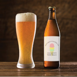 Bröllopsfest med glass ölflaska etikett