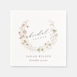 Bröllopsfest med krans i vit ängsblomma pappersservett