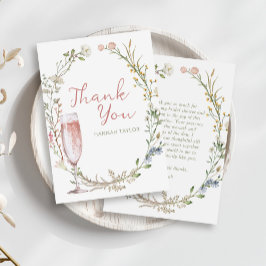 Bröllopsfest med kronblad och Prosecco Tack Kort