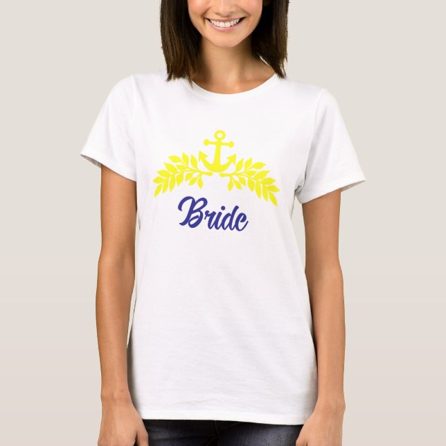 Bröllopsfest med nautiskt tema för brudar t shirt (Framsida)