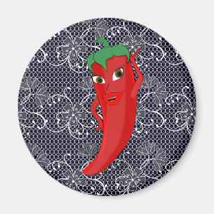 Bröllopsfest med röd het peppar-diva magnet