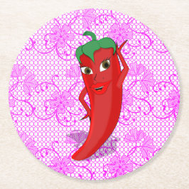 Bröllopsfest med röd het peppar-diva underlägg papper rund