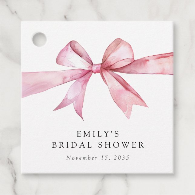 Bröllopsfest med rosa band som knyts gåvor etiketter (Framsida)