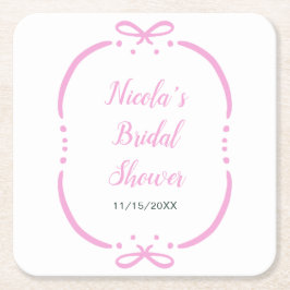 Bröllopsfest med rosa band underlägg papper kvadrat
