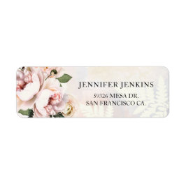 Bröllopsfest med Rosa Blommor Returadress Etikett