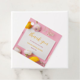 Bröllopsfest med Rosa Blommotiv Gåvor Etiketter