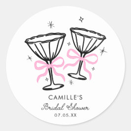 Bröllopsfest med rosa champagne runt klistermärke