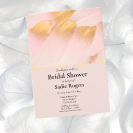 Bröllopsfest med Rosa & Guld Fjädrar Inbjudningar