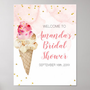 Bröllopsfest med rosa och guld isglass poster