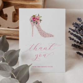 Bröllopsfest med rosa skrift tack kort