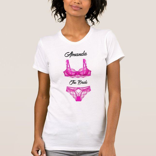 Bröllopsfest med rosa underkläder t shirt (Framsida)