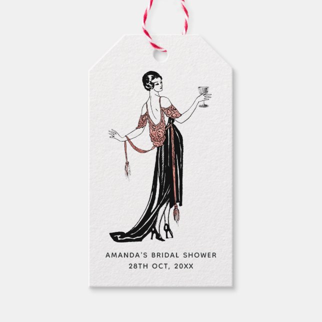 Bröllopsfest med roséguld och rosévinprovning presentetikett (Framsidan)