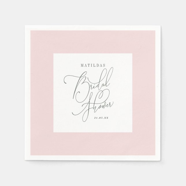 Bröllopsfest med rosenskiftande blomstervattenfärg pappersservett (Framsidan)