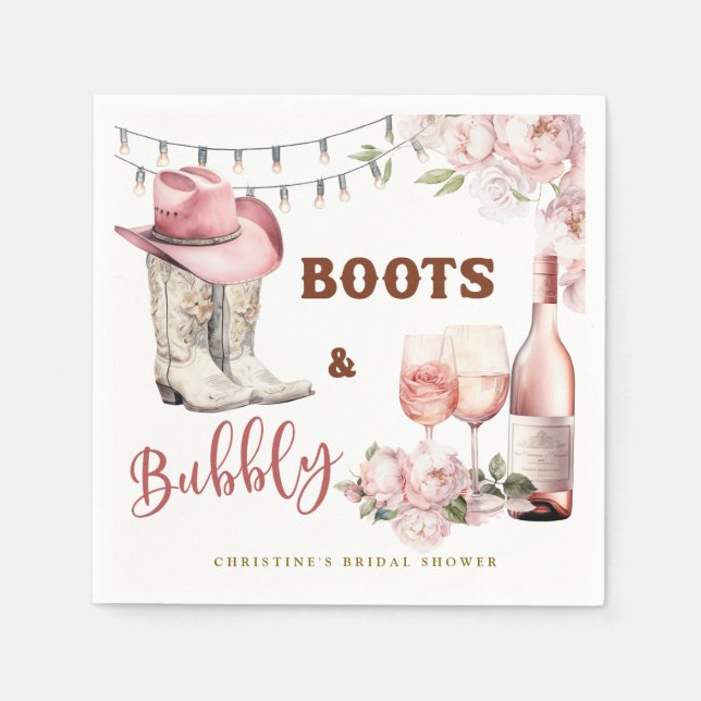 Bröllopsfest med stövlar och bubbel pappersservett (Framsidan)
