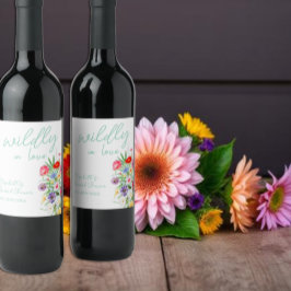 Bröllopsfest med vild kärlek vinflaska etikett