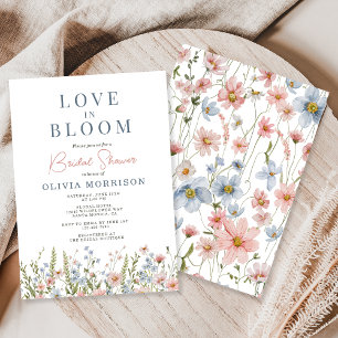 Bröllopsfest med vilda blommor för blivande brud inbjudningar