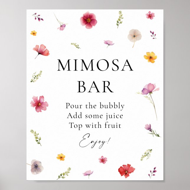 Bröllopsfest med vildblommor Mimosa Bar Poster (Framsidan)