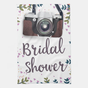 Bröllopsfest med vintageblommor och klassisk kamer kökshandduk