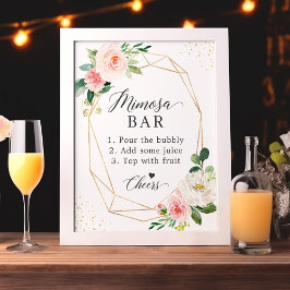 Bröllopsfest Mimosa Bar skylt rosafärgade blommor