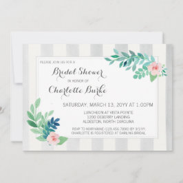 Bröllopsfest Moderna ränder & akvarellblommor Inbjudningar