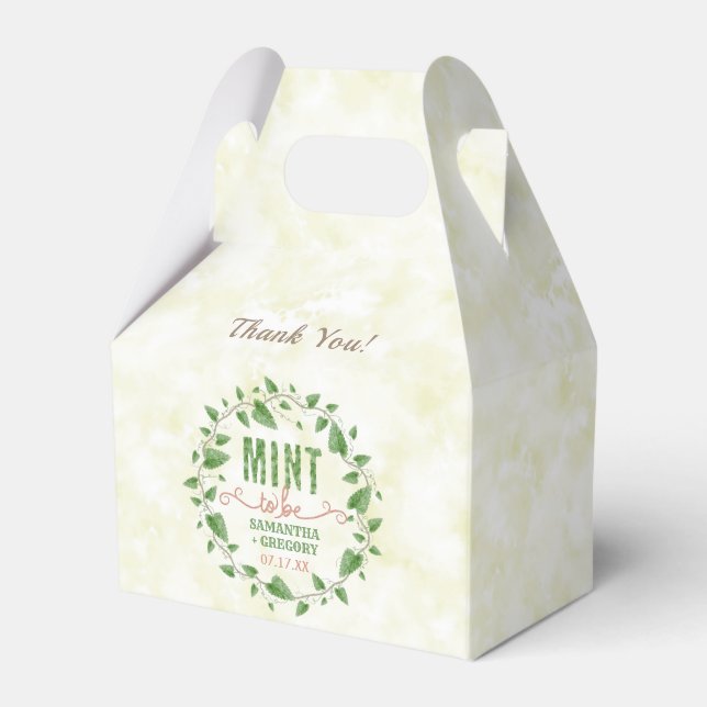 Bröllopsfest Mynta Att Vara Akvarell Lövkrans Presentaskar (Framsidan Sidan)