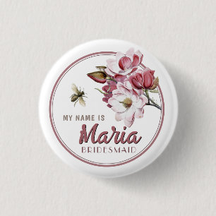 Bröllopsfest Namn bricka Flower Bridesmaid Knapp