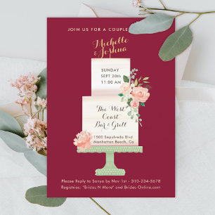 Bröllopsfest Namn Cake Topper Watercolor Blommigt Inbjudningar