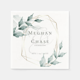 Bröllopsfest Napkins |Grått Jade-Grönt Botaniskt Pappersservett